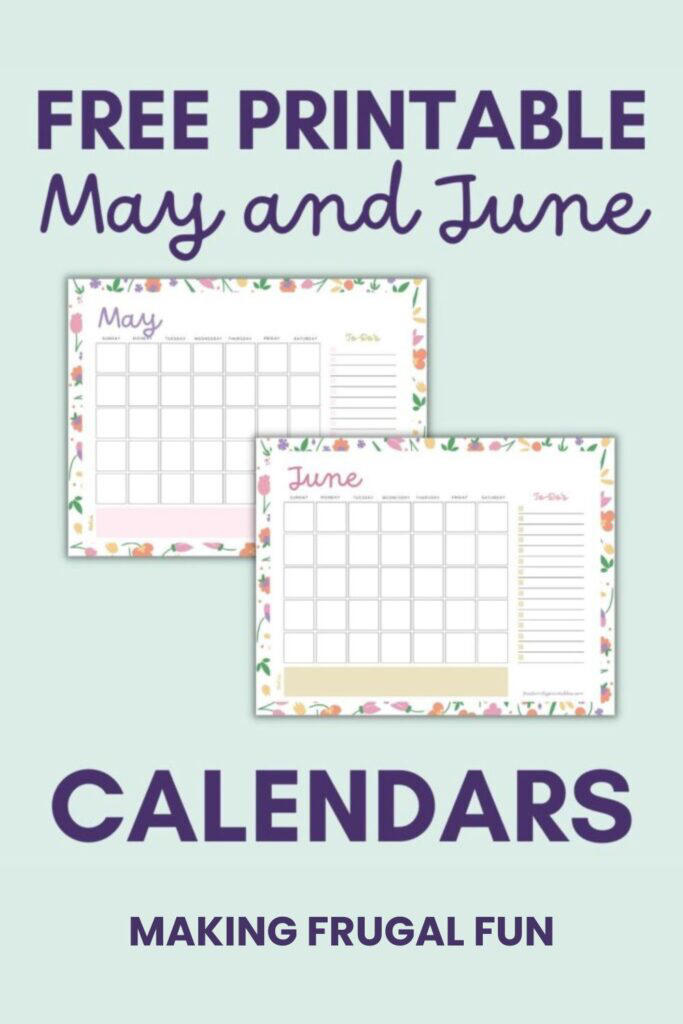 Free May and June Printable Calendar