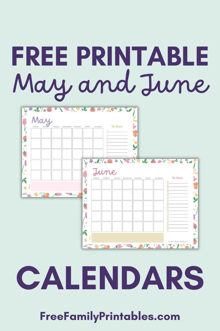 Free May and June Printable Calendar