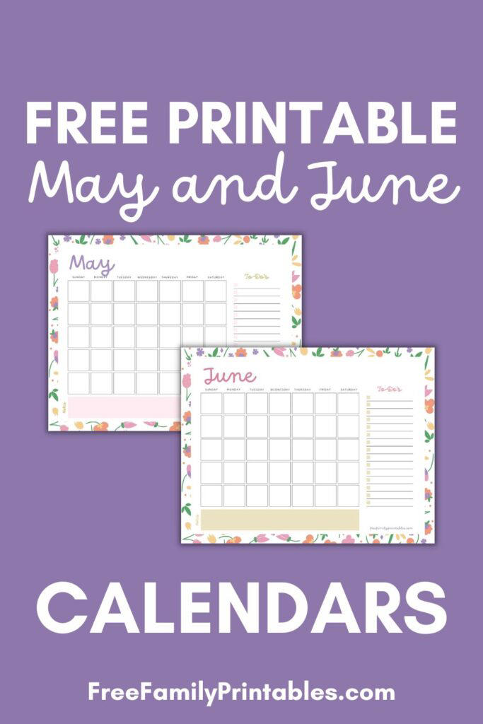 Free May and June Printable Calendar