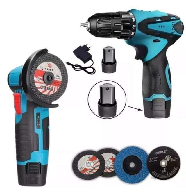 Kit 4in1 Trapano Smerigliatrice Avvitatore Ad Impulsi Lampada Led - Foto 8