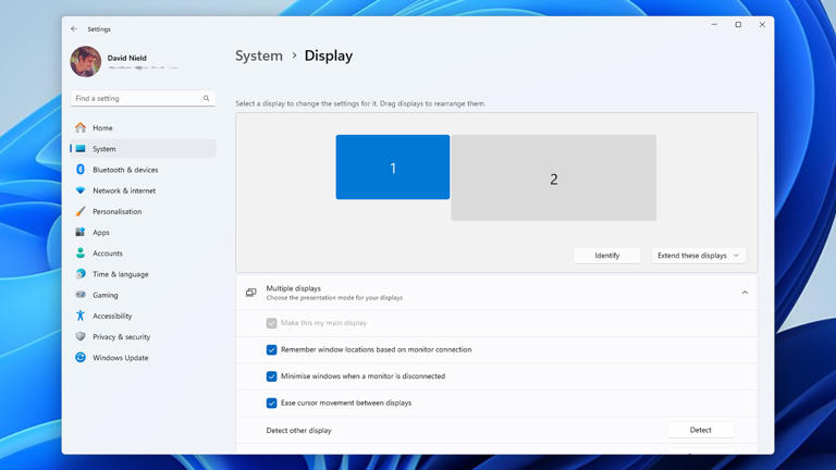 Configuring multiple displays on Windows. David Nield