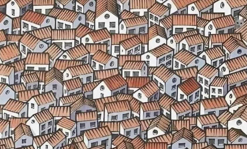 Can you spot the cat hidden among the homes in optical illusion? Can you spot the cat hidden among the homes in optical illusion?