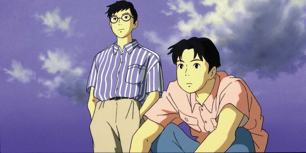 Taku and Yutaka look towards the horizon from The Ocean Waves