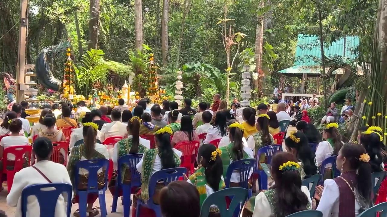 Buddhist devotee has a serious beehive after growing hair for