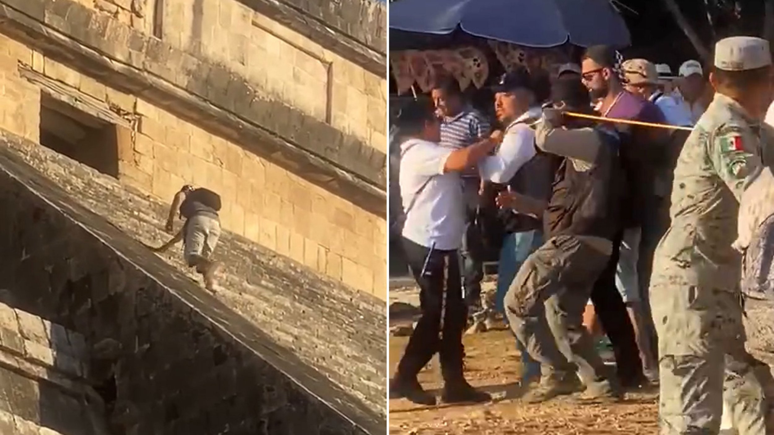 Tourist swarmed and attacked by villagers after climbing ancient Mayan