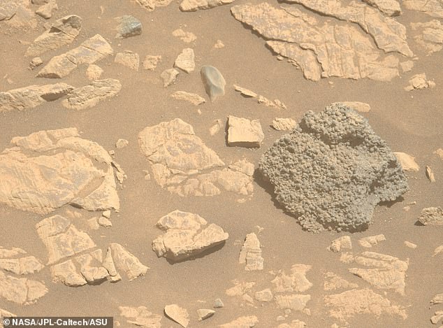 A rock that has no earthly business in a Martian crater: Perseverance acquired this image on March 13, 2025 - sol 1444, or Martian day 1,444 of the Mars 2020 mission