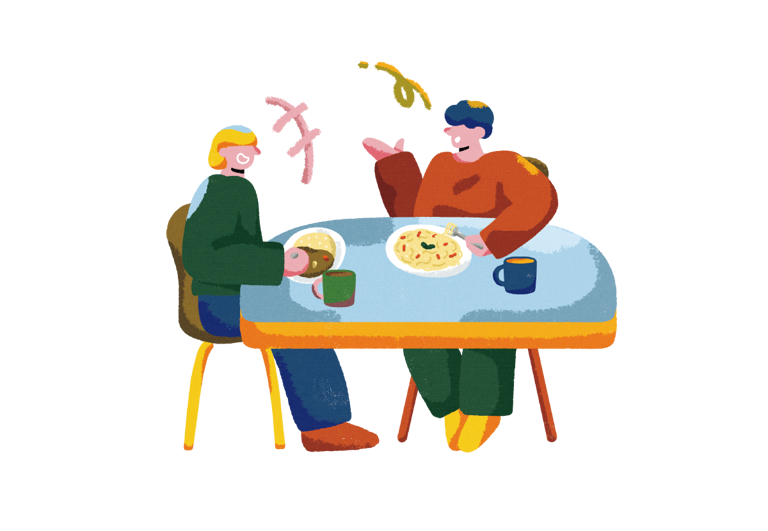 人と会話しながら食べる