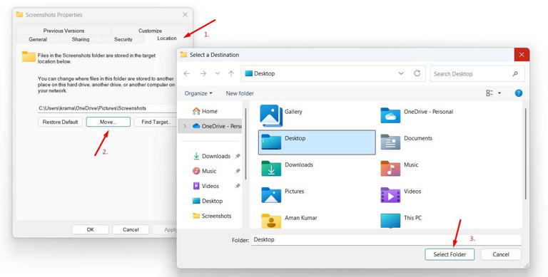 Screenshot properties window.
