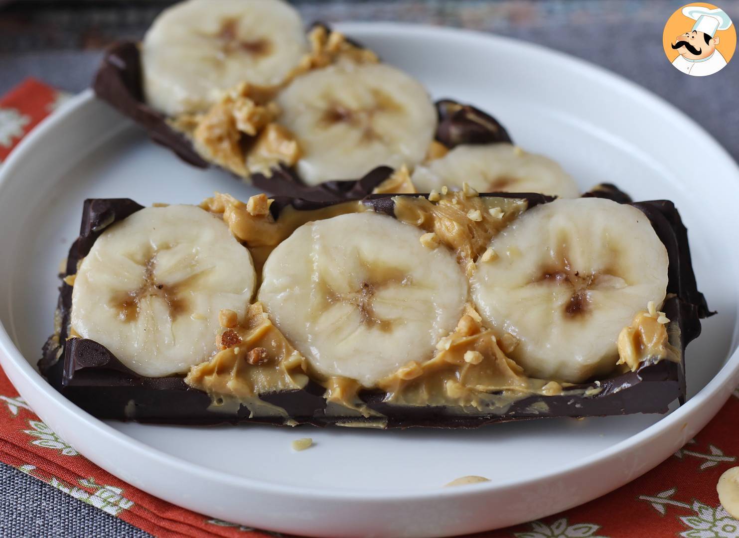 Mini-bananen-, erdnussbutter- und schokoladentafeln, ultralecker und ...