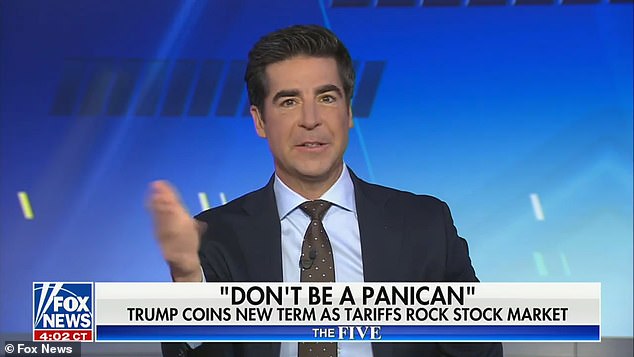 'I'm afraid,' Jesse Watters said on the set of The Five Monday, while still promoting the idea that the tariffs will come at the expense of other countries