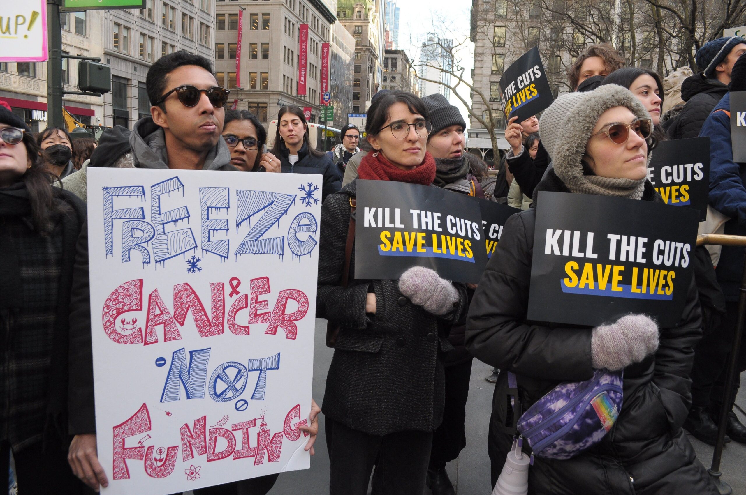 Protest Against Trump Administration Cutting Funds To Medical Care