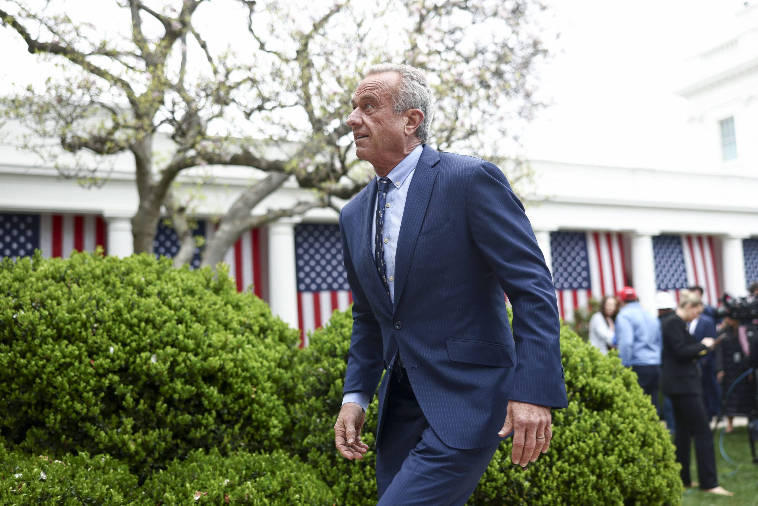 US HHS Secretary Robert F. Kennedy Jr. leaves the Rose Garden