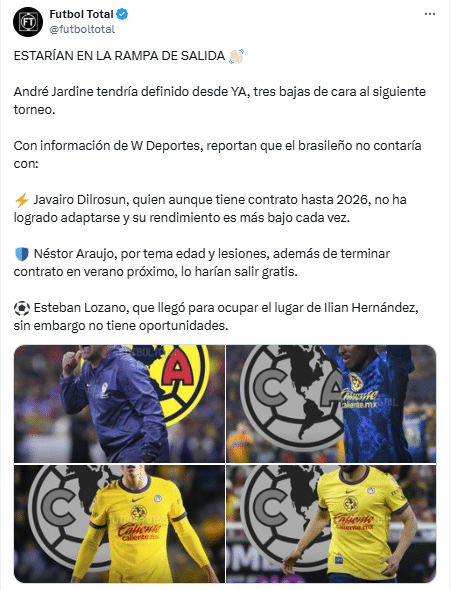 América inicia limpieza: Revelan las tres bajas que sufrirían para el Apertura 2025