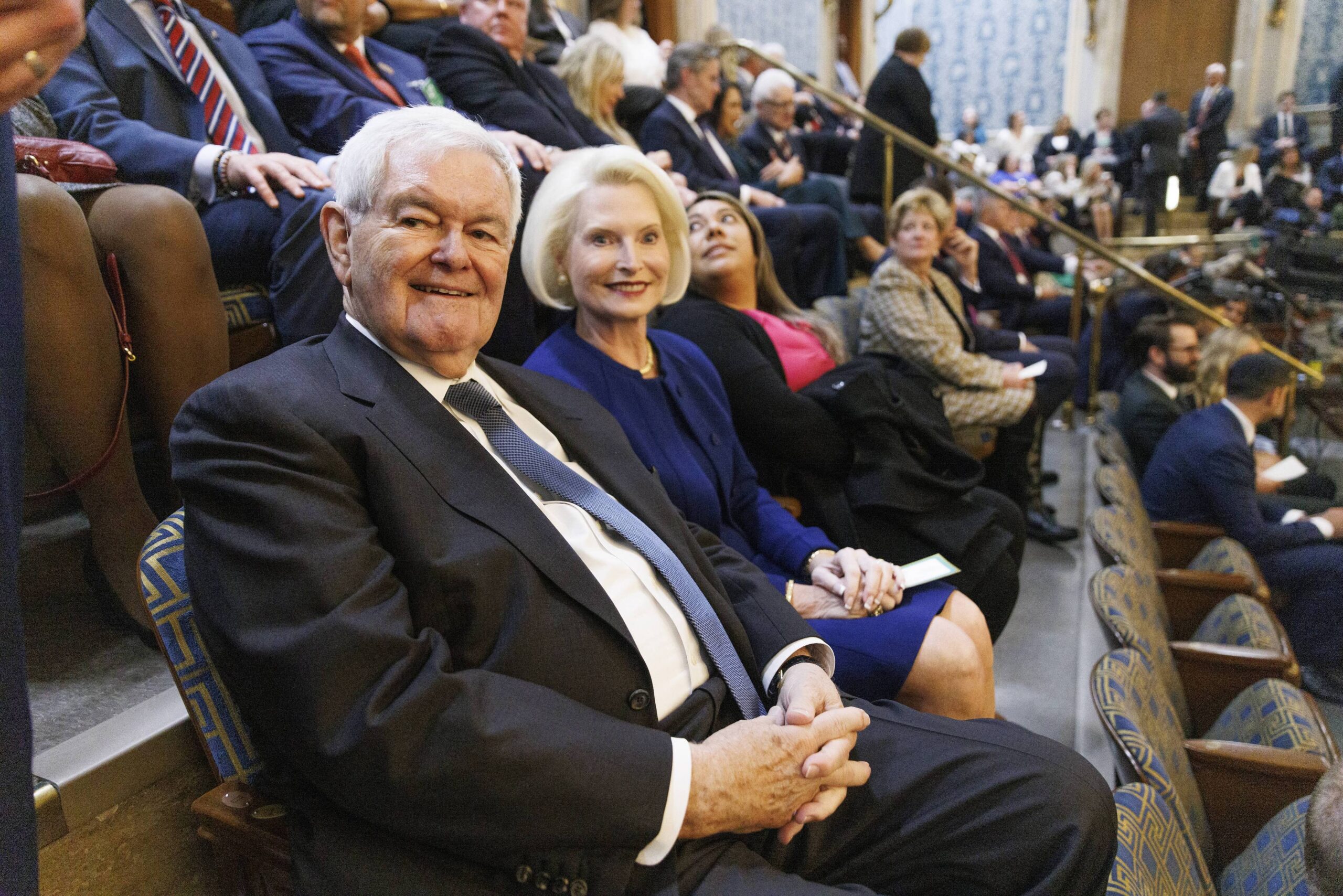 Former House Speaker Newt Gingrich and his wife attend Trump