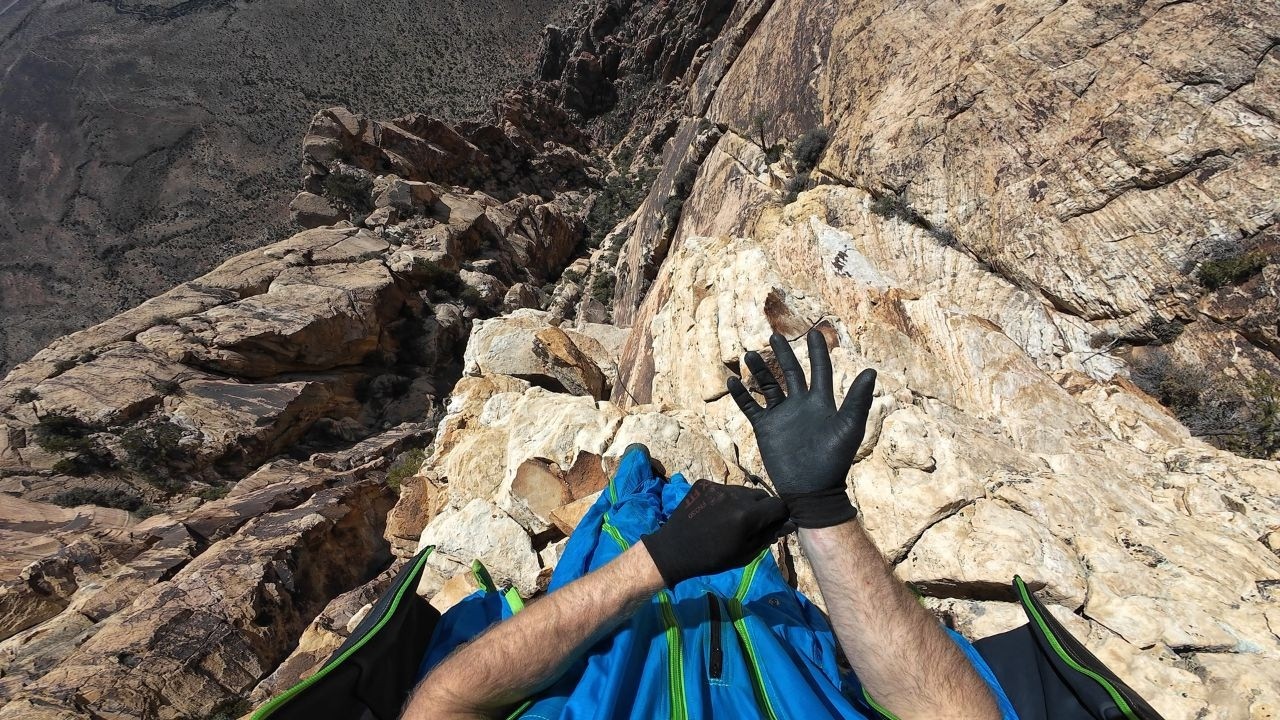 Wingsuit Base Jump Desert Gully Exit Mission Complete