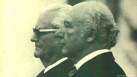 Ernesto Geisel e Walter Scheel, presidente da Alemanha Ocidental, durante uma visita do brasileiro a Bonn, em 1978