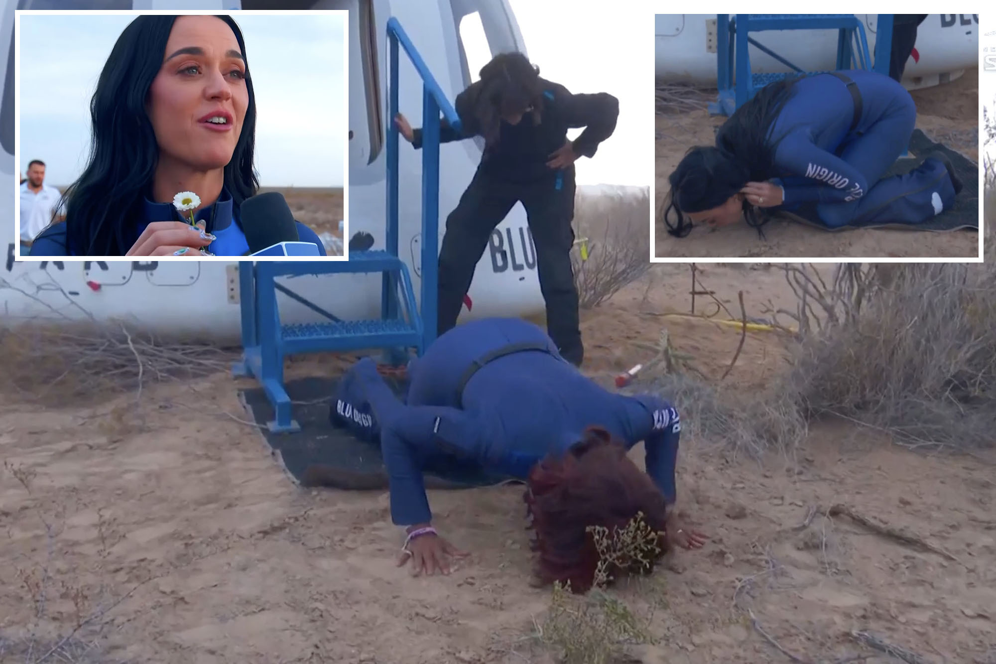 Katy Perry, Gayle King kiss the ground after exiting Blue Origin space