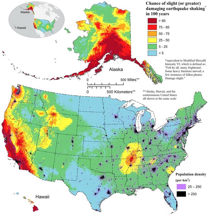 Map reveals the earthquake hotspots in the US