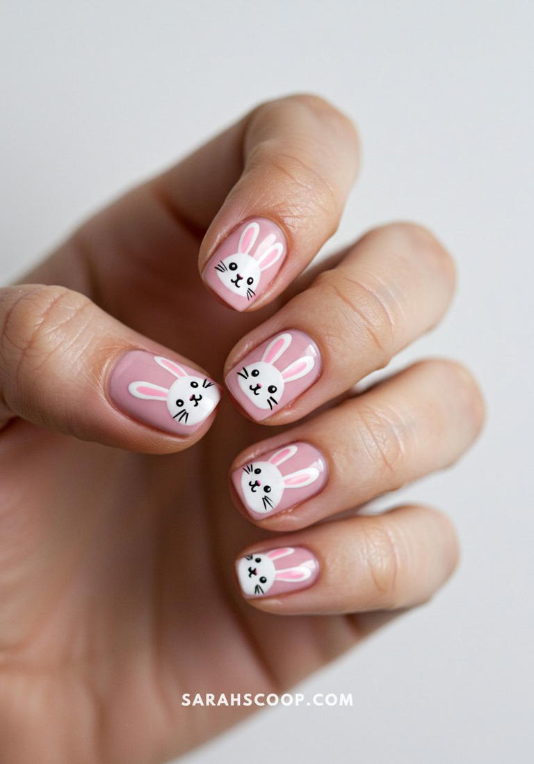 55+ Cute Easter Bunny Nail Designs and Ideas for Spring