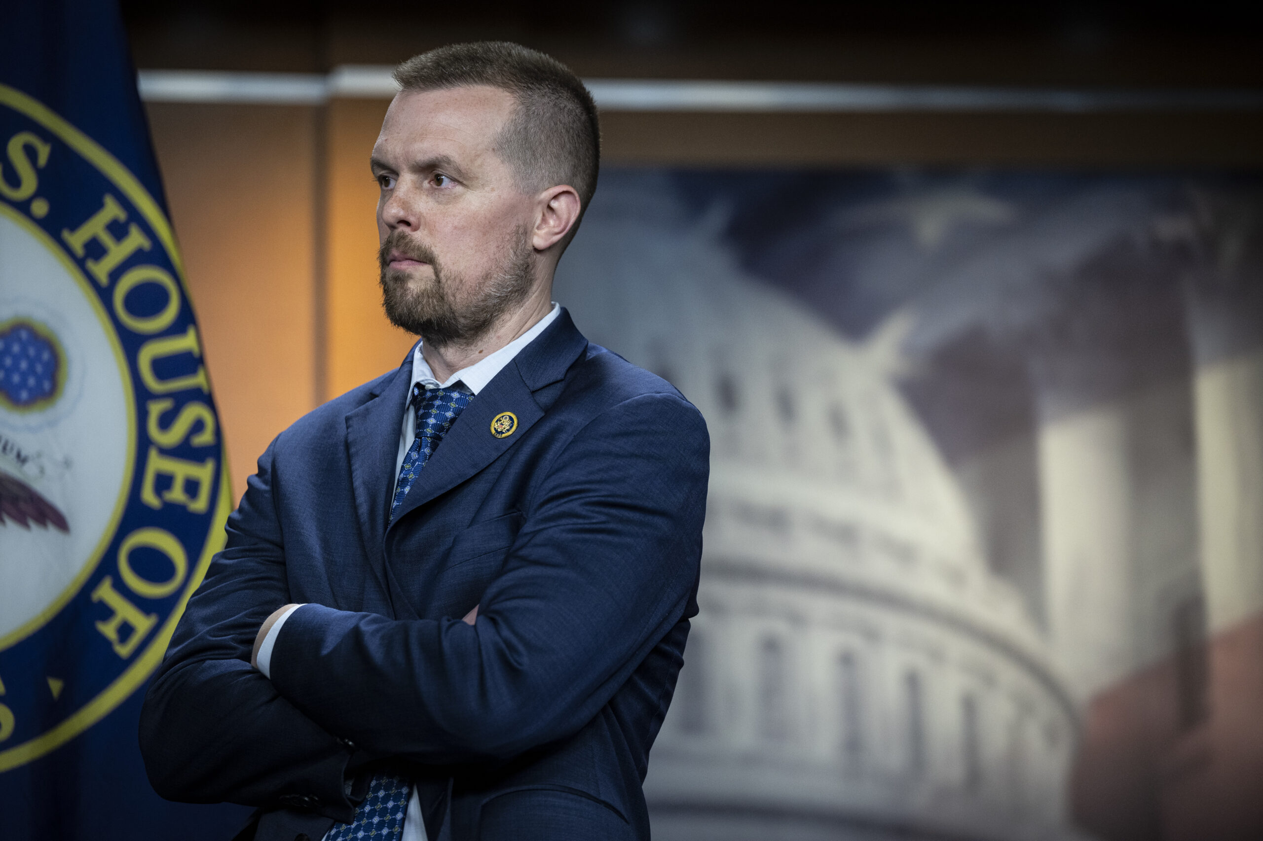 Jared Golden during a bipartisan press conference