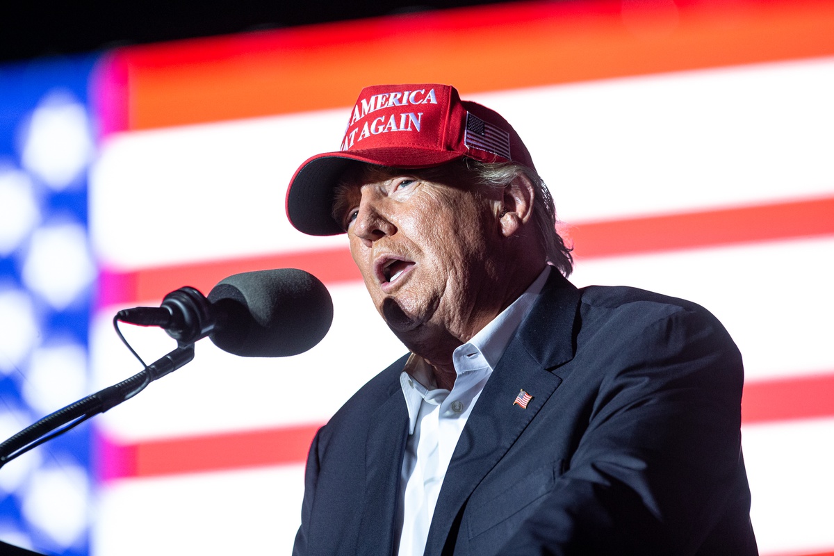 President Donald Trump speaks during his Texas rally