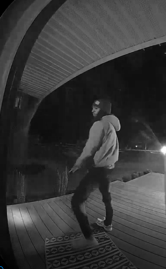 A suspect is seen in this still from a video of a shooting on Grape Road in Granger.