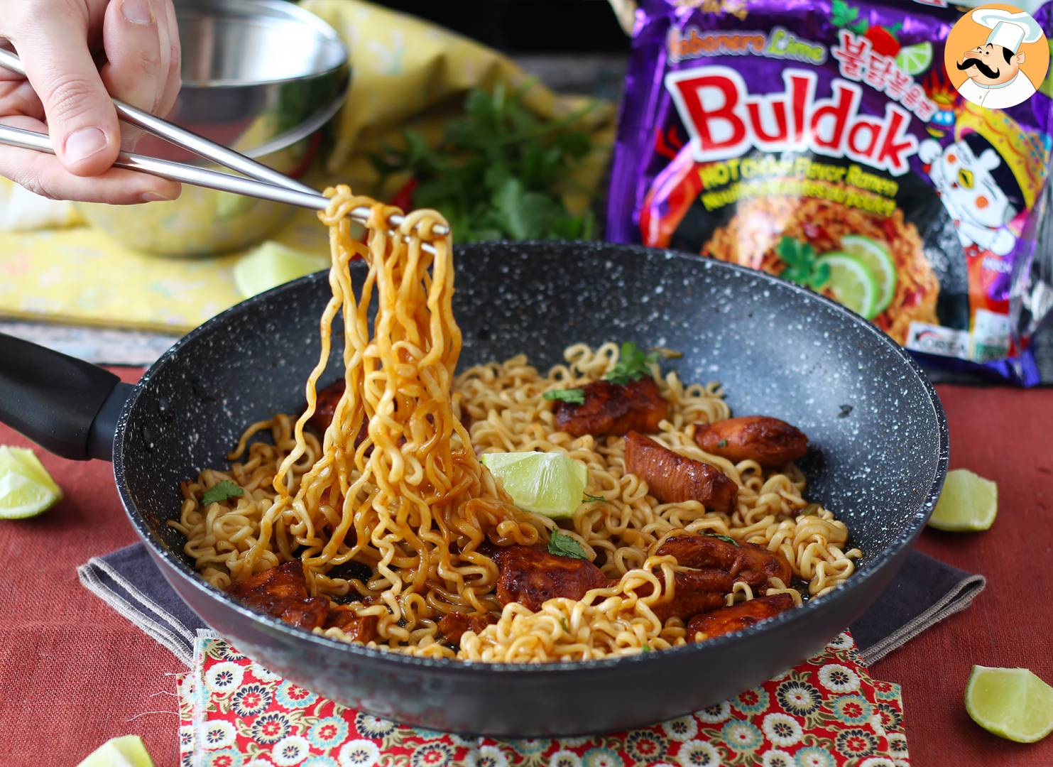 Wie kocht man buldak habanero limetten nudeln, rezept mit mariniertem huhn!