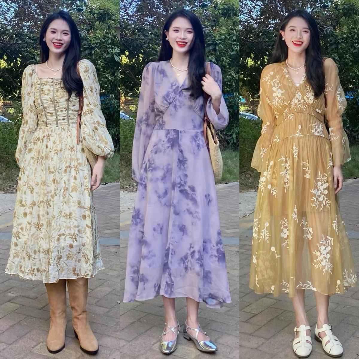 春天的裙子可以穿长一点，优雅高级，40+女生怎么穿都好看