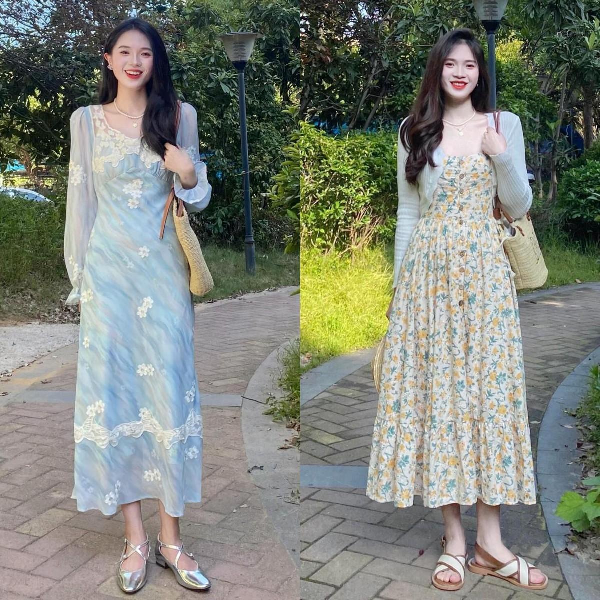 春天的裙子可以穿长一点，优雅高级，40+女生怎么穿都好看