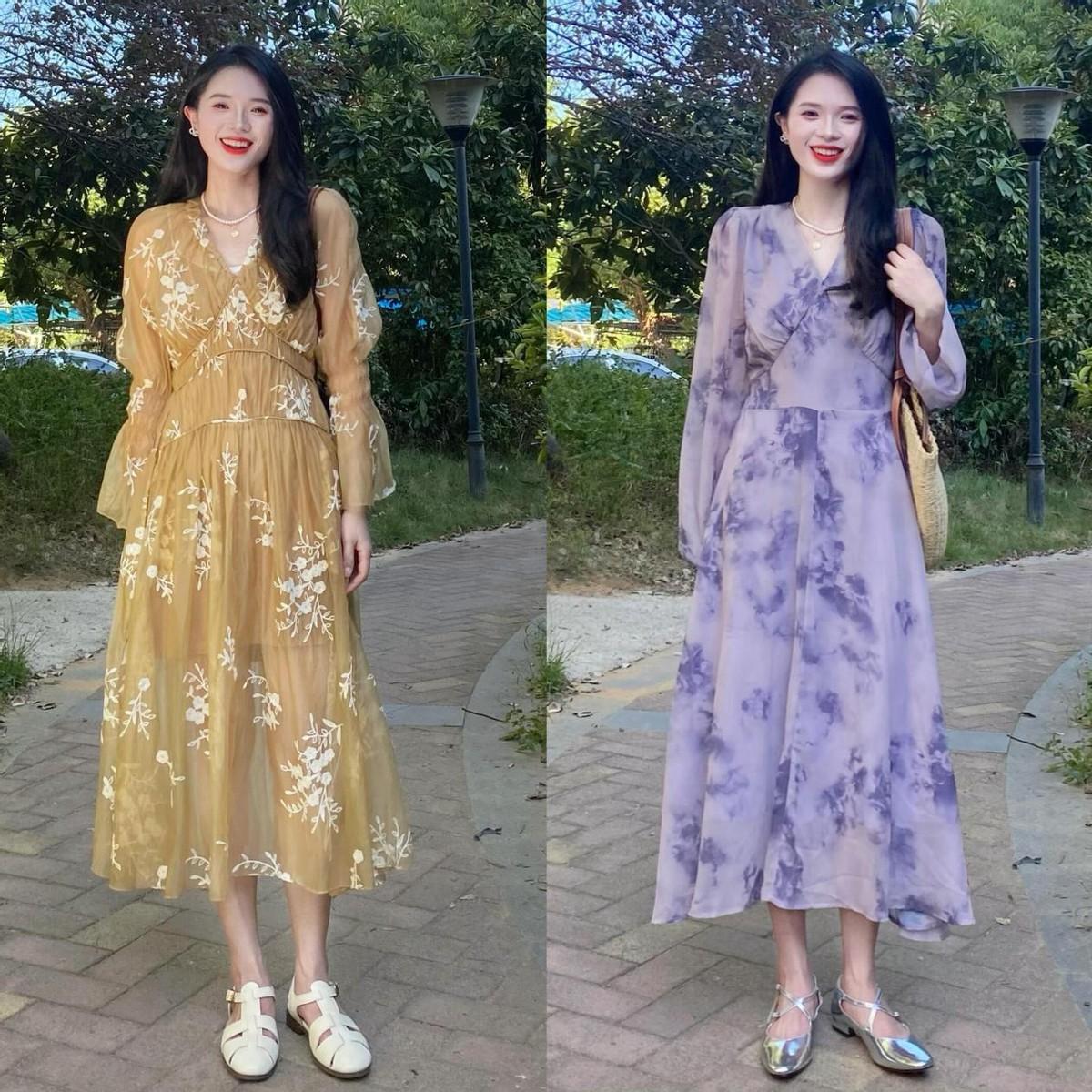 春天的裙子可以穿长一点，优雅高级，40+女生怎么穿都好看