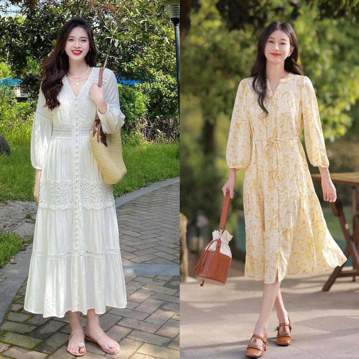 春天的裙子可以穿长一点，优雅高级，40+女生怎么穿都好看