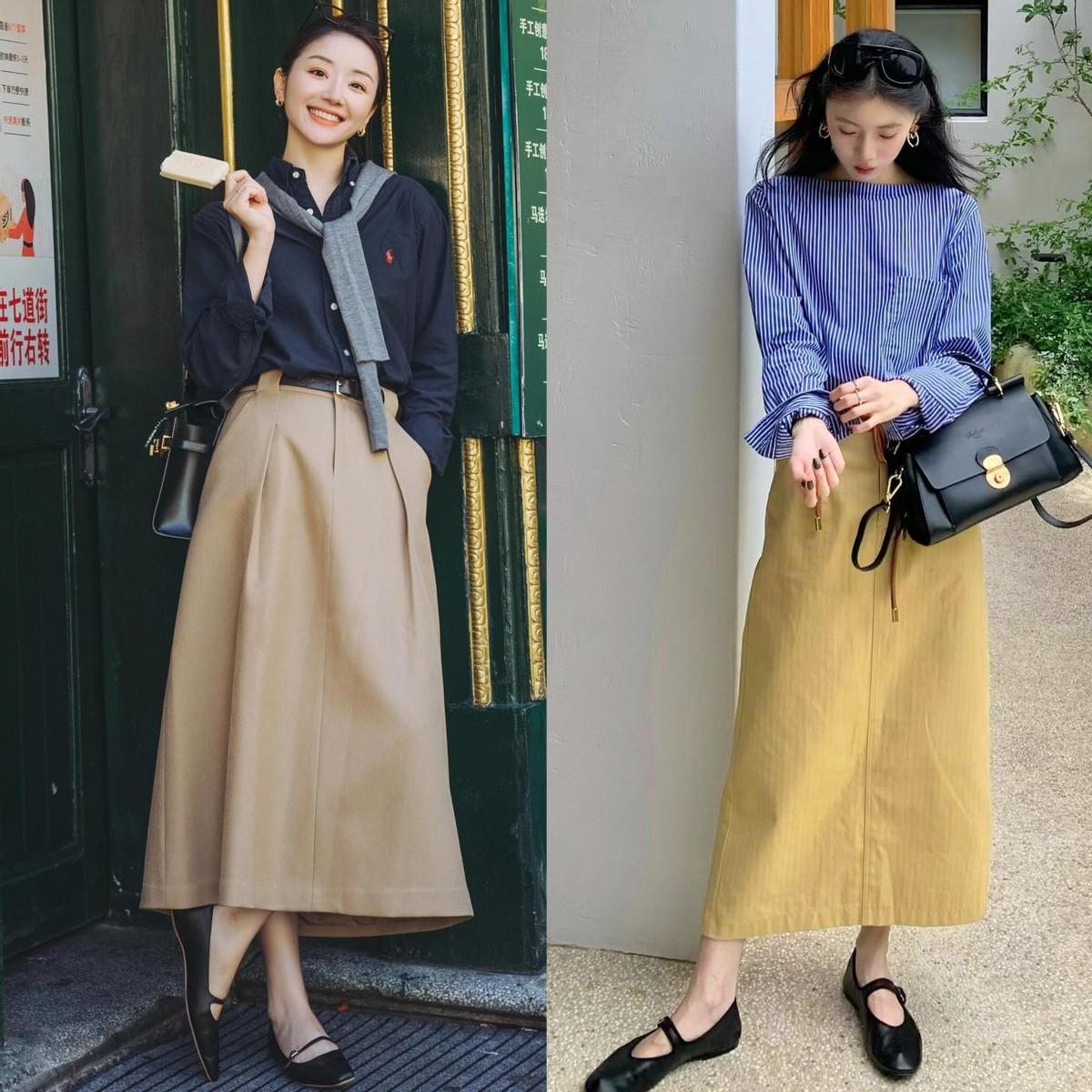 春天的裙子可以穿长一点，优雅高级，40+女生怎么穿都好看