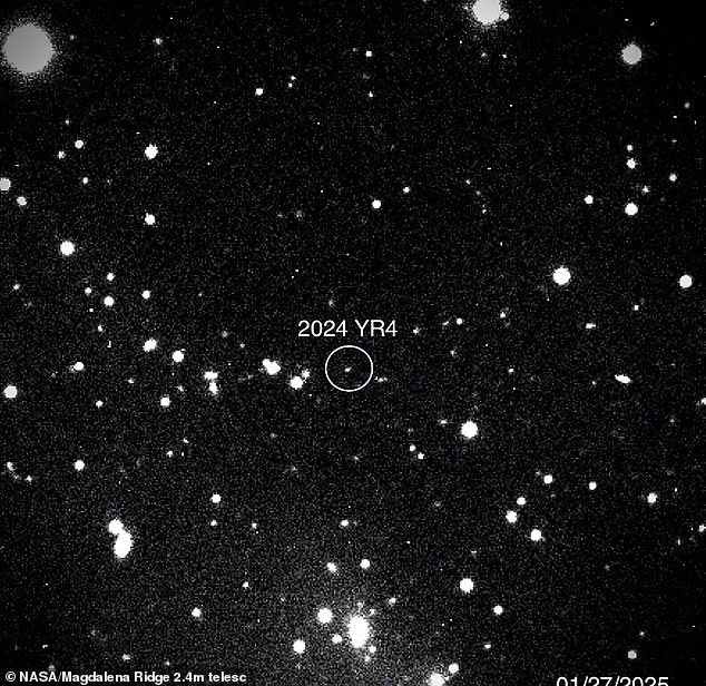 If 2024 YR4, seen here from the Magdalena Ridge Telescope on January 18, does hit the moon it would be good news for scientists. The blast wouldn't affect Earth but would allow astronomers to see a crater forming in real time 