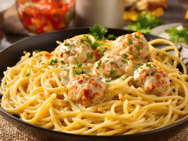 Schnelles Wohlfühlessen: Spaghetti mit saftigen Bratwurstbällchen