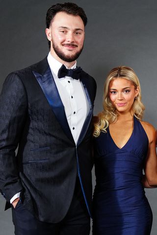Paul Skenes poses for a photo with Livvy Dunne during the 2025 BBWAA Awards Dinner at New York Hilton Midtown on Saturday, January 25, 2025 in New York, New York.