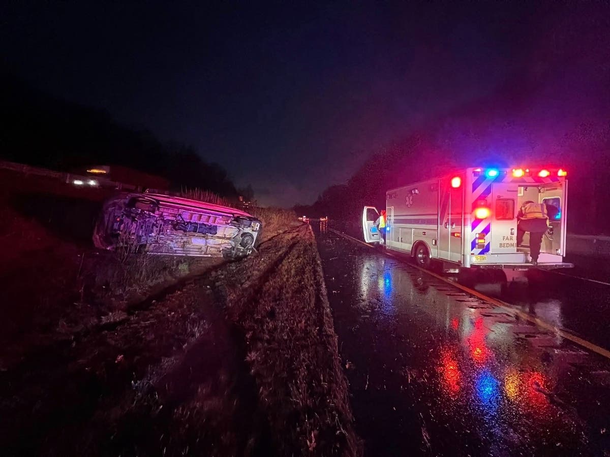 Driver Loses Control, Veers Off I78, Overturns In Bridgewater