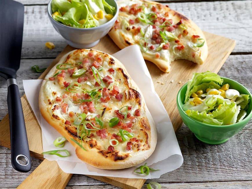 Rezept: Flammkuchen mit körnigem Frischkäse