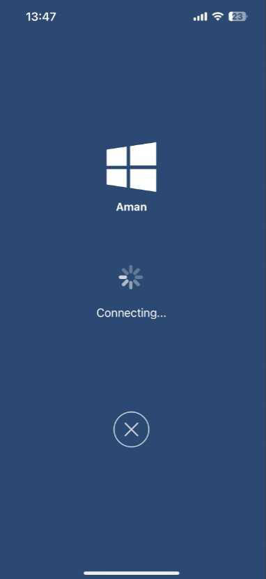 Connecting window on Splashtop.