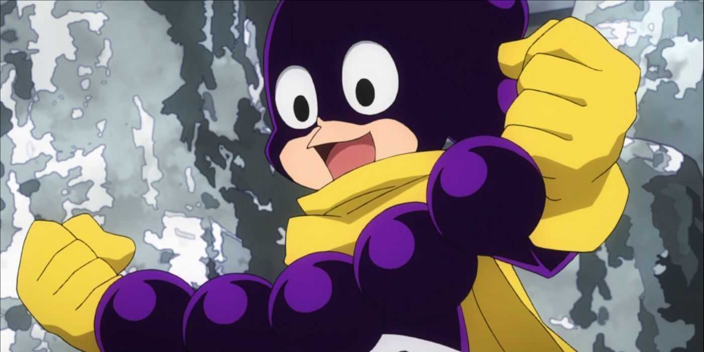 Minoru Mineta smiling and closing his fists in My Hero Academia.