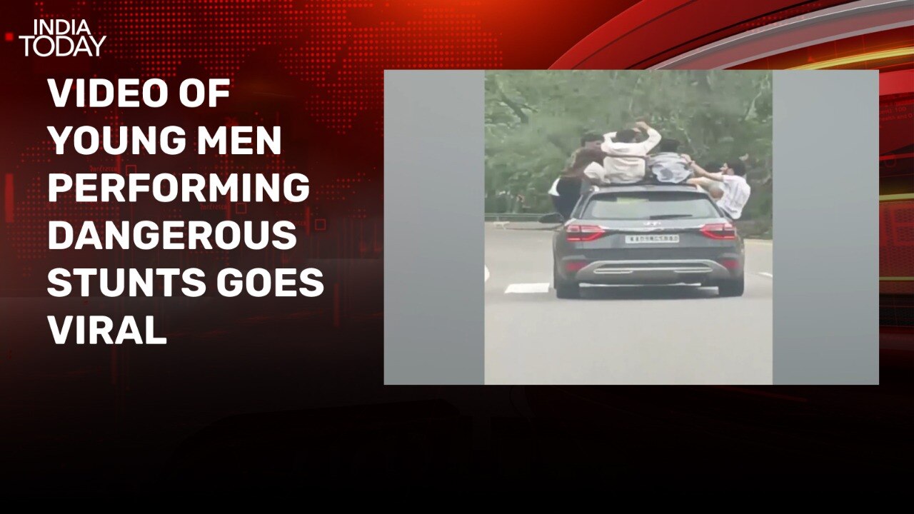 Karnataka Reckless driving caught on camera, men hang out of sun roof