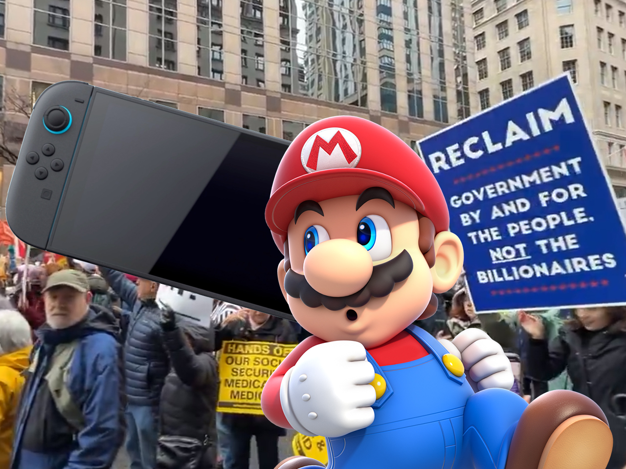 Switch 2: detractores de Donald Trump protestan en un evento de ...