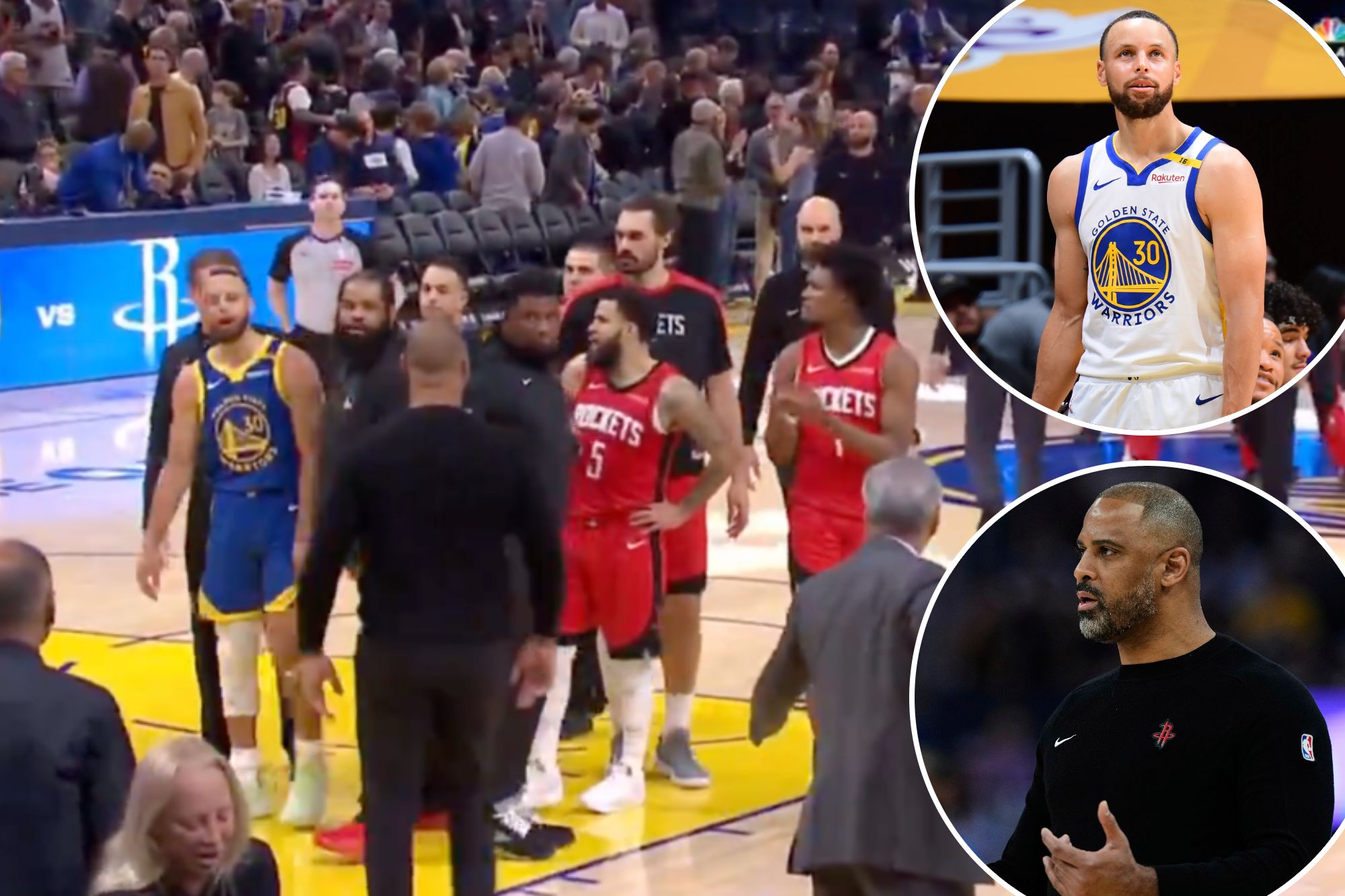 Stephen Curry has heated moment with Rockets coach Ime Udoka during(02)