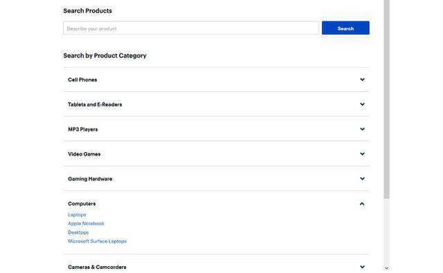 Best Buy trade-in Categories