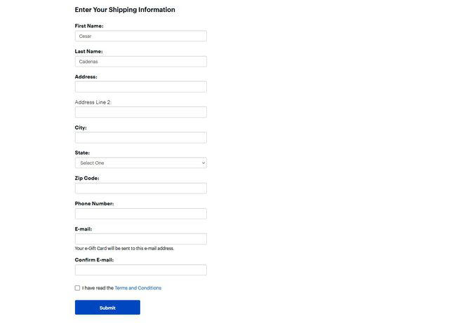 Shipping information