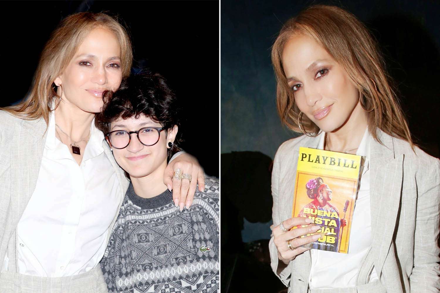 Jennifer Lopez and Teen Emme Pose Backstage with Broadway Cast of(02)