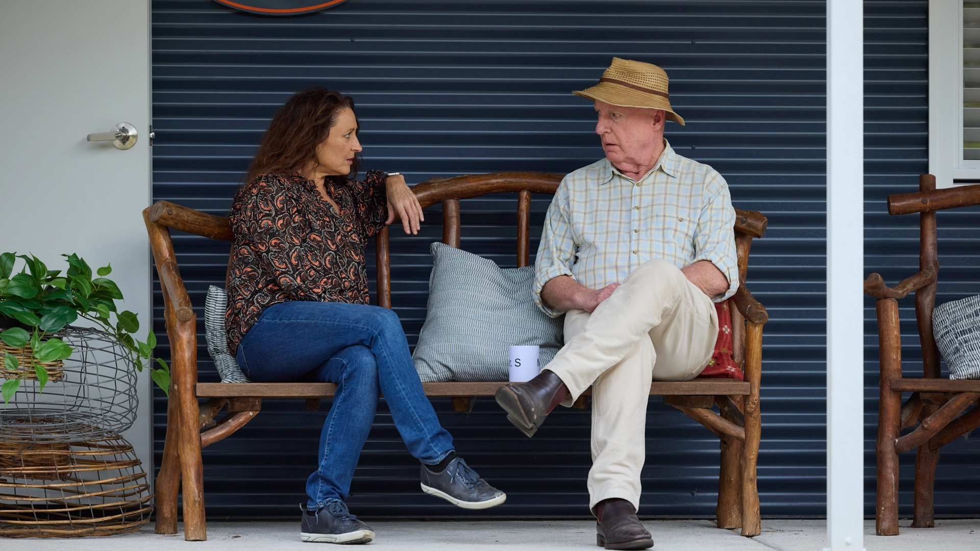 Alf disapproves of Roo's plan to homeschool foster teenager Eliza on Home and Away. (Image credit: Endemol Shine Australia)