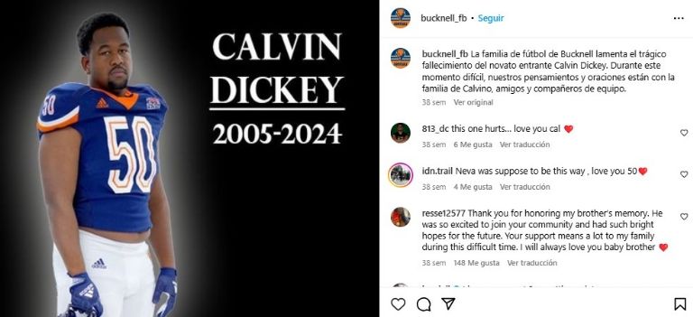 Calvin Dickey murió en 2024. Foto IG/bucknell_fb
