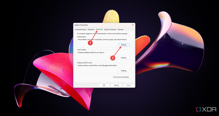 Adjusting System Properties for Performance Settings in Windows 11