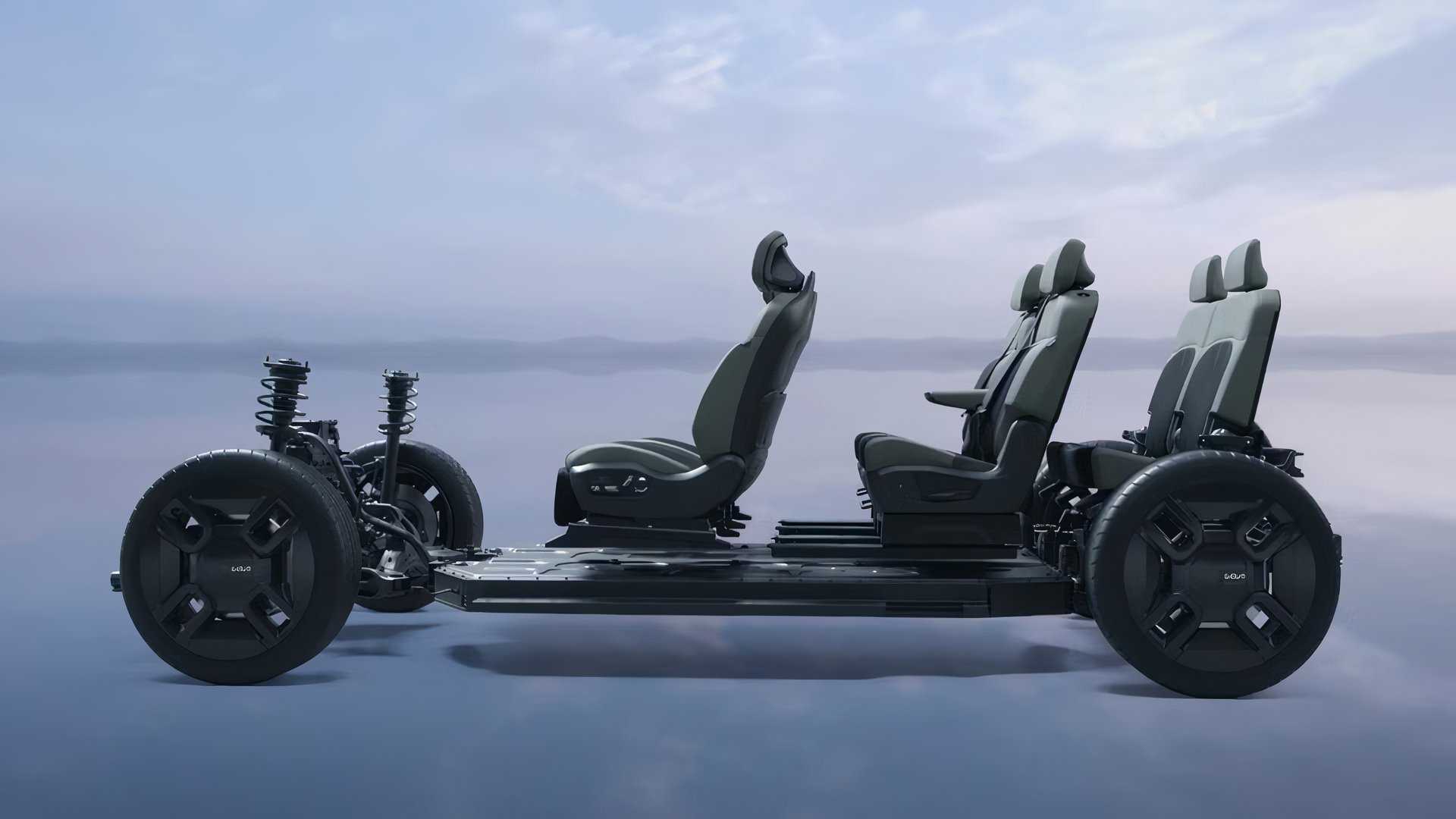 A shot of the 2024 Kia EV9's E-GMP platform.