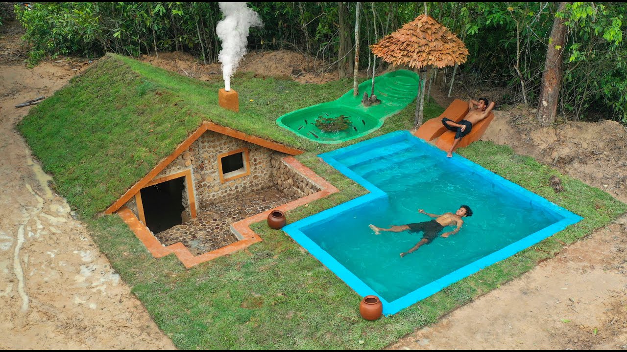 25 days of building a swimming pool and a fish pond for our jungle home!